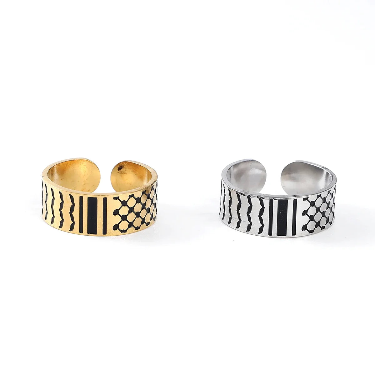 Keffiyeh-Inspired Band Rings