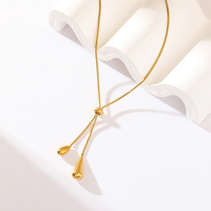 18K Gold-Plated Water Drop Pendant Necklace