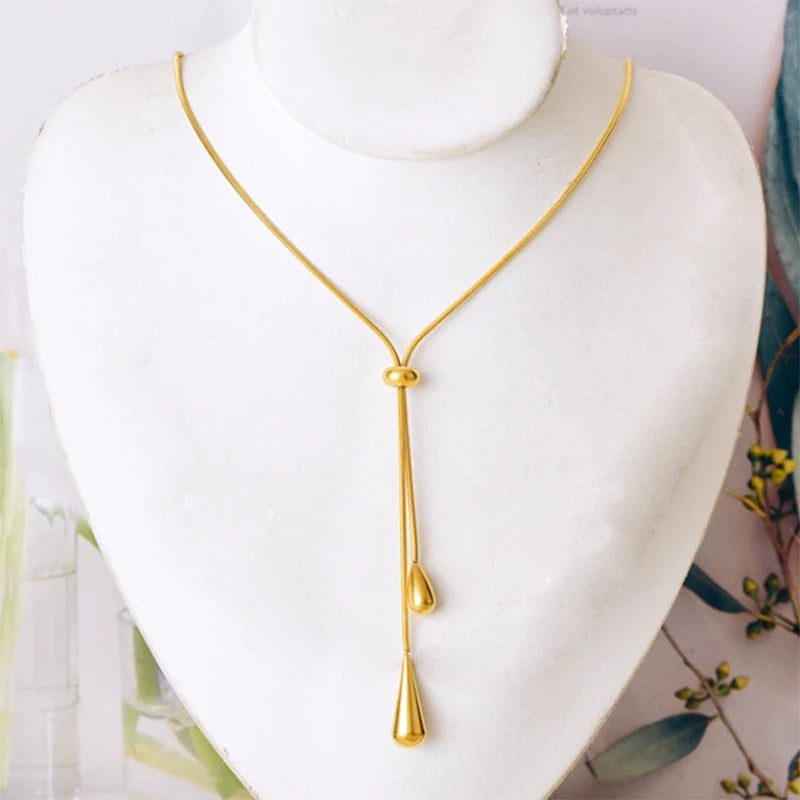 18K Gold-Plated Water Drop Pendant Necklace