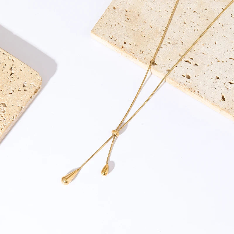 18K Gold-Plated Water Drop Pendant Necklace